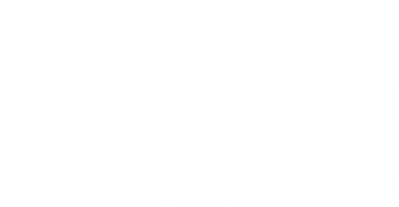 Line drawing of a diverse group of people, including wheelchair users and white cane users.